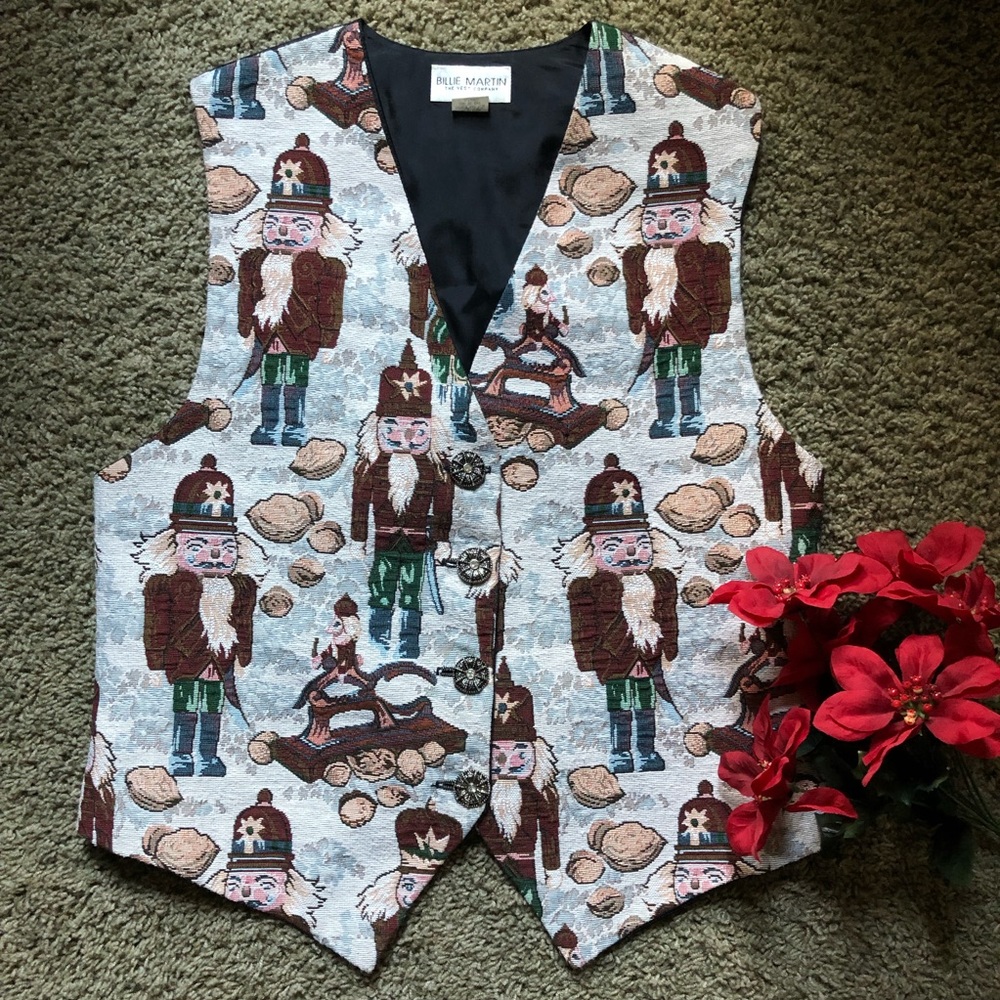 Billie Martin Vintage Christmas vest Nutcracker Lg
